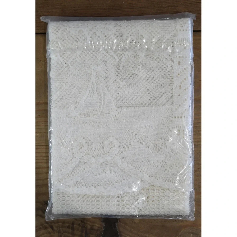 Vintage Heritage Lace Lighthouse Tier Curtain 60x36 Ecru Nautical Window